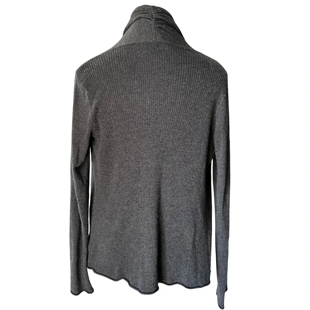 Express Women Charcoal‎ Gray Ribbed Open Front Cashmere Blend Cardigan Sweater S